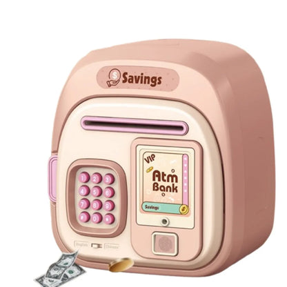 Password Lock Automatic Roll-Up Savings Bank Fingerprint Protected Smart Money Deposit Box with Voice Reminder