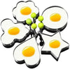 5-Piece Stainless Steel Egg Rings with Handle - Round Nonstick Pancake & Omelette Molds for Griddle