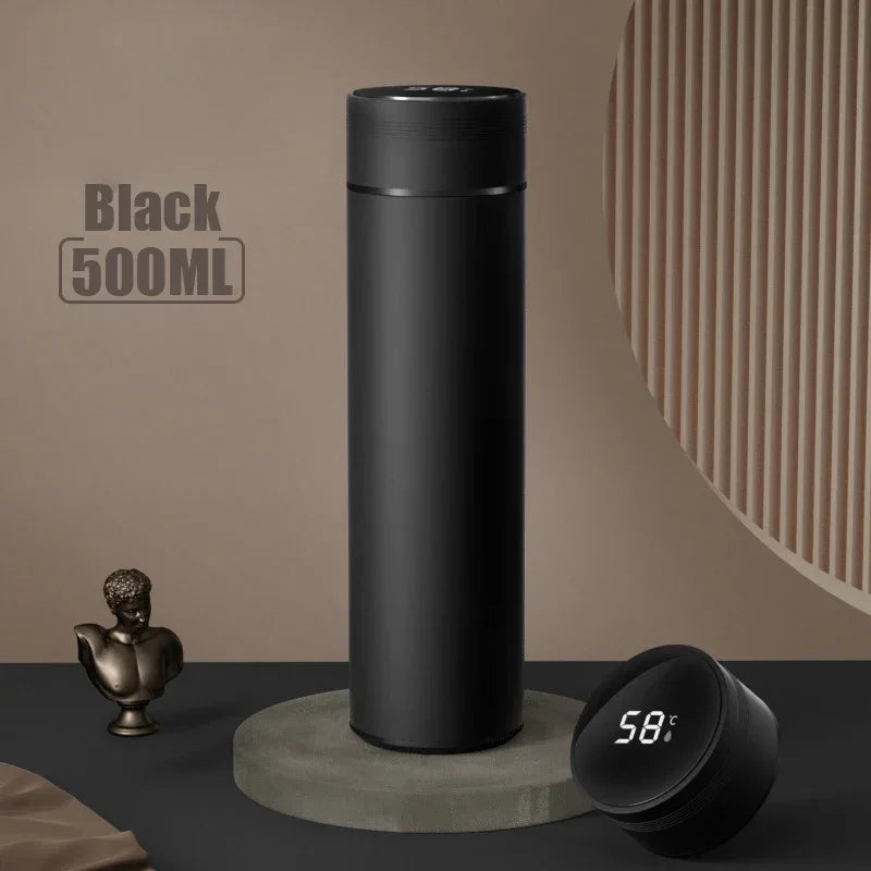 500ml (16.9 fl oz) Temperature Display Stainless Steel Vacuum Insulated Divided Thermos Bottle — Leakproof Travel Flask, Father's Day Gift