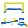 Inflatable Pool Party Float Set with Volleyball Football and Basketball for Summer Water Games
