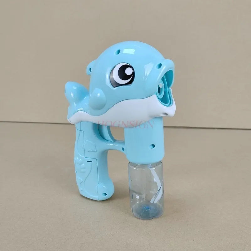 Automatic Dolphin Bubble Gun for Kids - Handheld Battery-Operated Bubble Blower Toy with 2 x 50ml (1.7 fl oz) Bubble Solution
