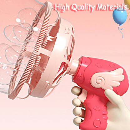 Kids Handheld Bubble Machine – Double-Layer Bubble Fan Bubble Gun with 230 ml Bubble Solution, Outdoor Party Toy Gift
