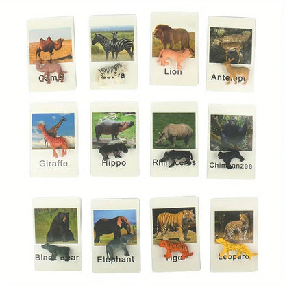 Montessori Animal Matching Cards - Language Learning Cognitive Toy for Kids, Insect Farm Zoo, Preschool Educational Toy for 1-2 Years Old Toddlers