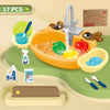 Electric Kids Kitchen Sink Toy – Mini Pretend Dishwasher & Play Food Set for Role Play