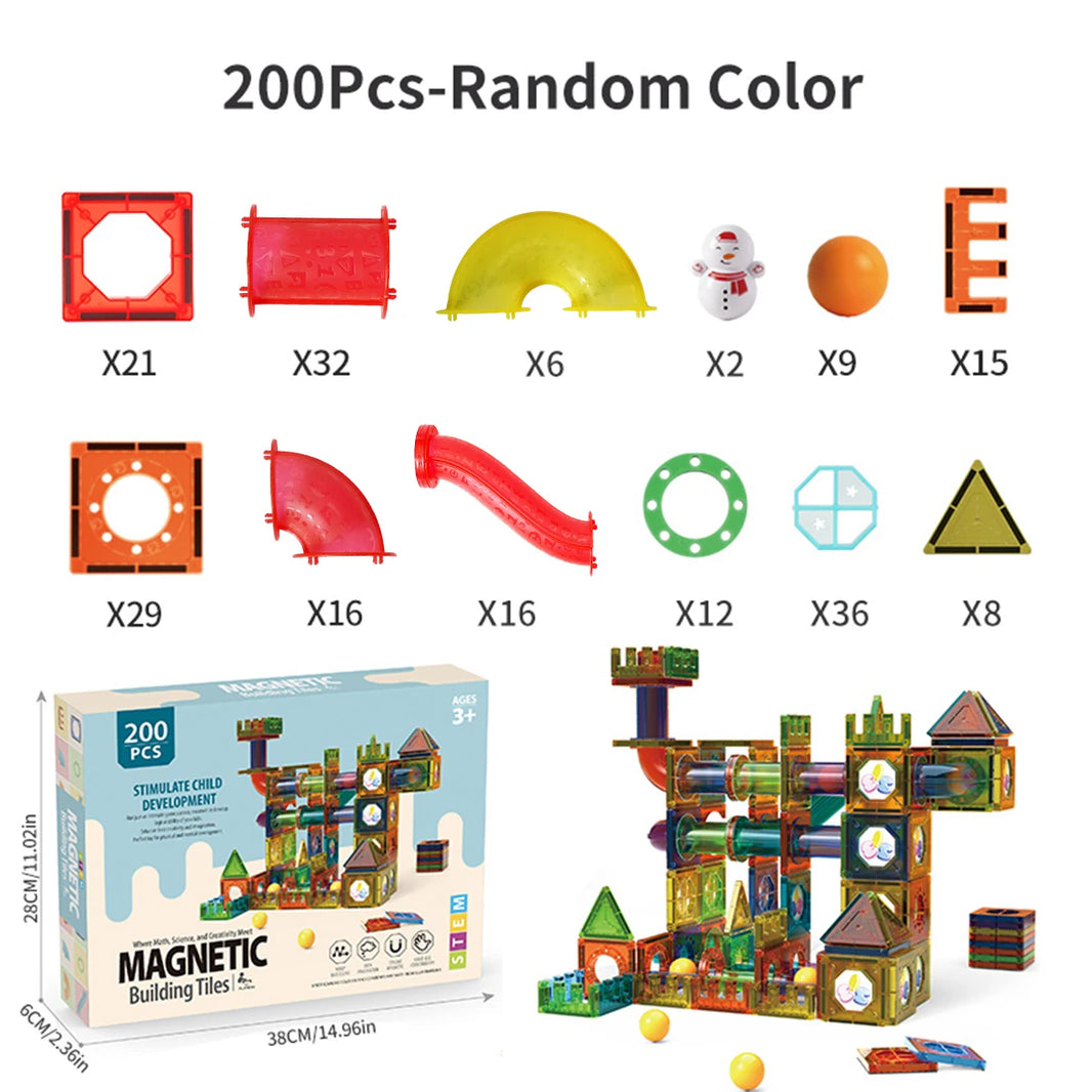 Light Magnetic Tiles Building Blocks 3D Clear STEM Educational Toy