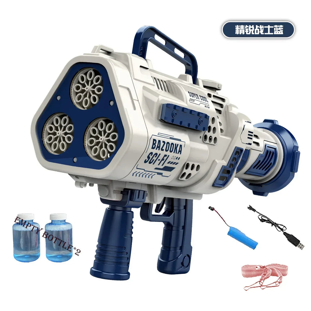 Large Automatic 88-Hole Dinosaur Gatling Bubble Gun - Rocket Bubble Machine Blower for Kids & Adults, Outdoor Toy