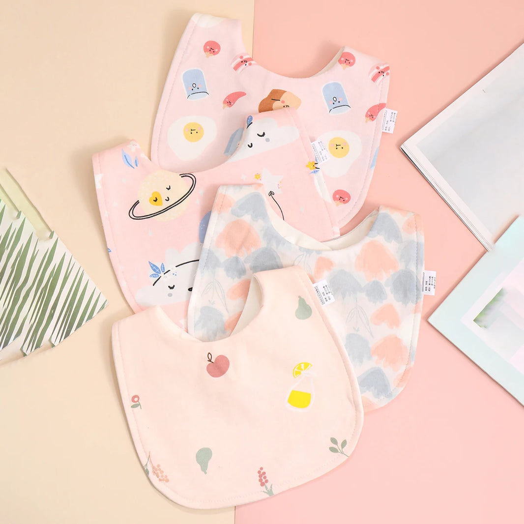 4pcs Soft Cotton Baby Bibs – Adjustable Bandana Burp Cloths for Newborns & Toddlers - Kidzy Market