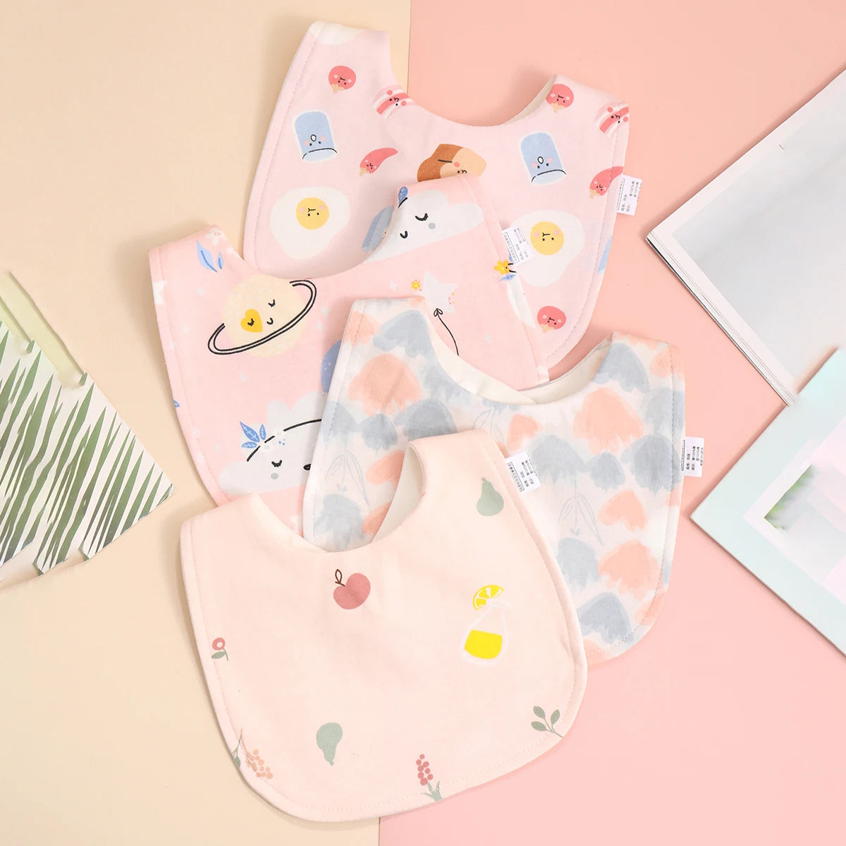 4pcs Soft Cotton Baby Bibs – Adjustable Bandana Burp Cloths for Newborns & Toddlers - Kidzy Market