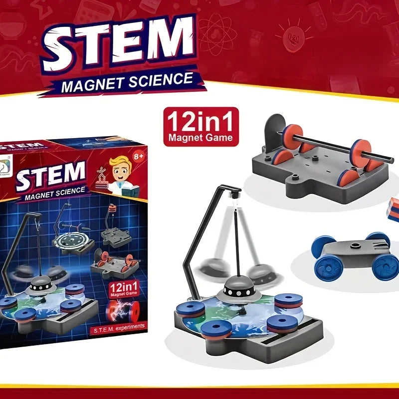 Physical Science Toys 12-in-1 Magnetic Magnet Set, Parent-Child Interactive Early Education Toy for Kids