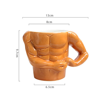 Macho Muscle Ceramic Mug - Funny Gym Trainer Coffee & Milk Cup, 300ml (10 fl oz) Novelty Handgrip Gift for Men & Friends