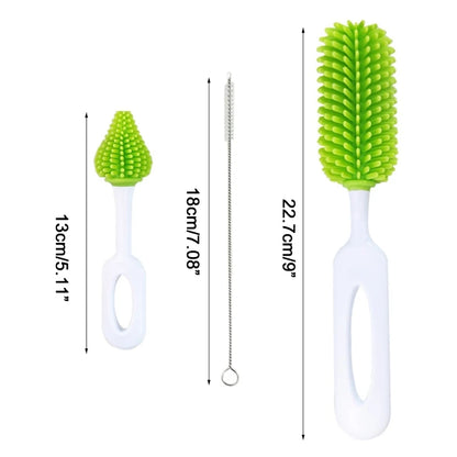 Bottle Drying Rack with Detachable Silicone Brush, Pacifier Brush, and Drying Holder Box for Baby Feeding Bottle Deep Cleaning