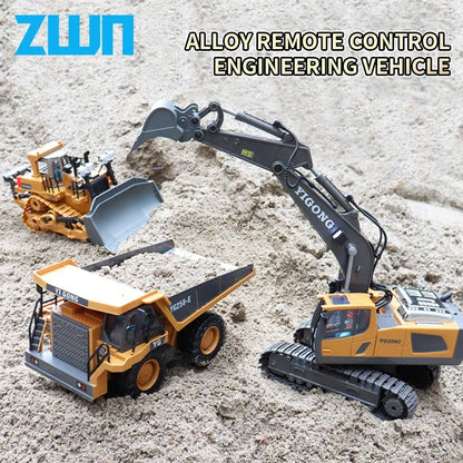 ZWN 2.4G Remote Control Excavator Dump Truck Alloy Construction Vehicle Toy