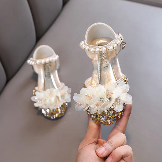 Fashion Children’s Sandals – Spring & Summer Shining Flowers Sweet Girl Princess Shoes, Dance Performance Kids’ Sandals