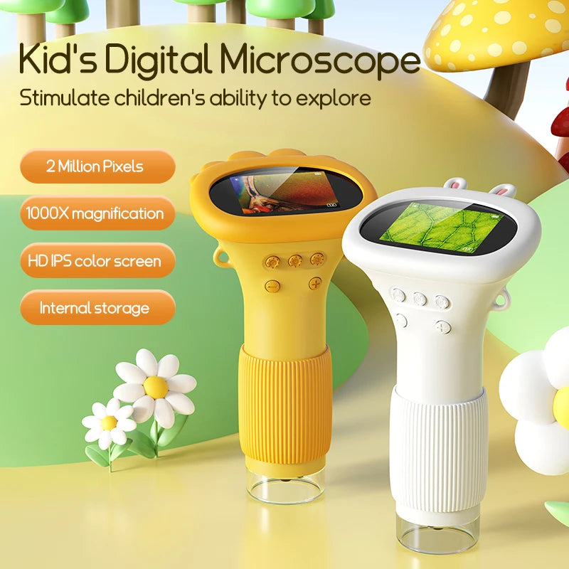 Kids Microscope 1000x Magnifier with LED, 200MP Photo and Video Function