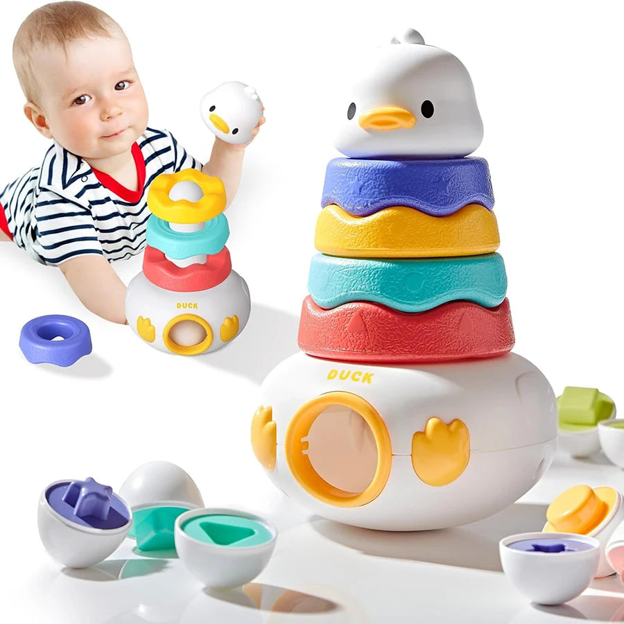 Baby Montessori Stacking Toy 3-in-1 Matching Easter Eggs Tower