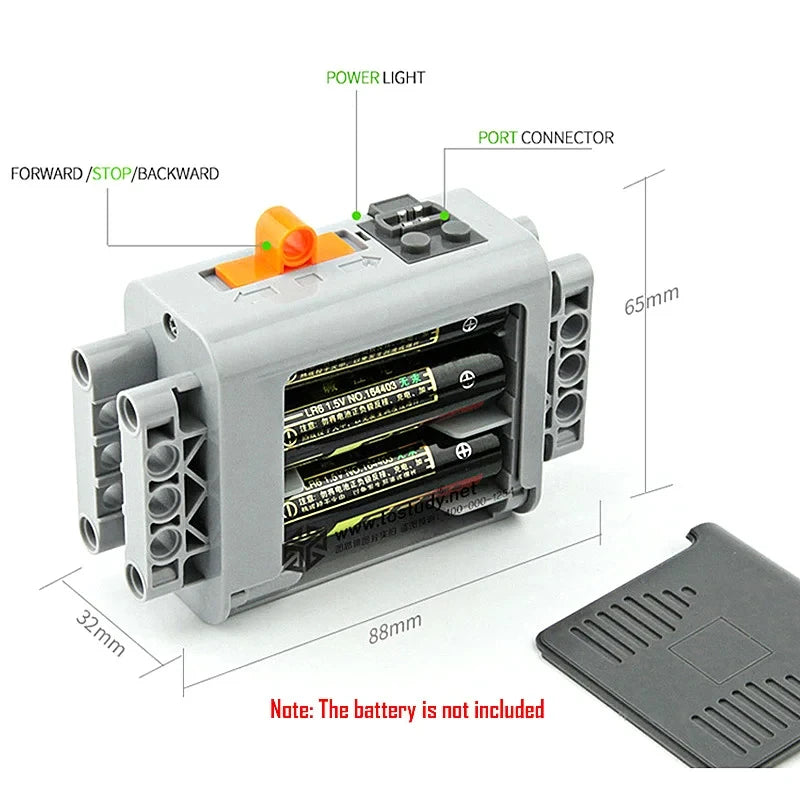 MOC Power Functions Motor Kit – IR Remote Control, Receiver, and Battery Box for Technical Building Blocks