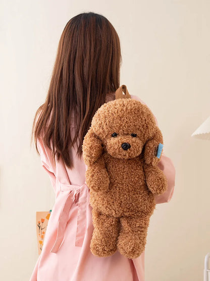 Cute Teddy Dog Plush Backpack – Stuffed Poodle Shoulder Bag and Schoolbag for Girls and Boys