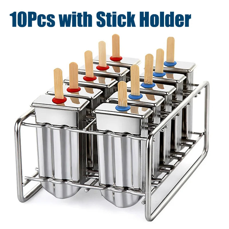 Stainless Steel Popsicle Mold Rack Ice Lolly Maker With Holder