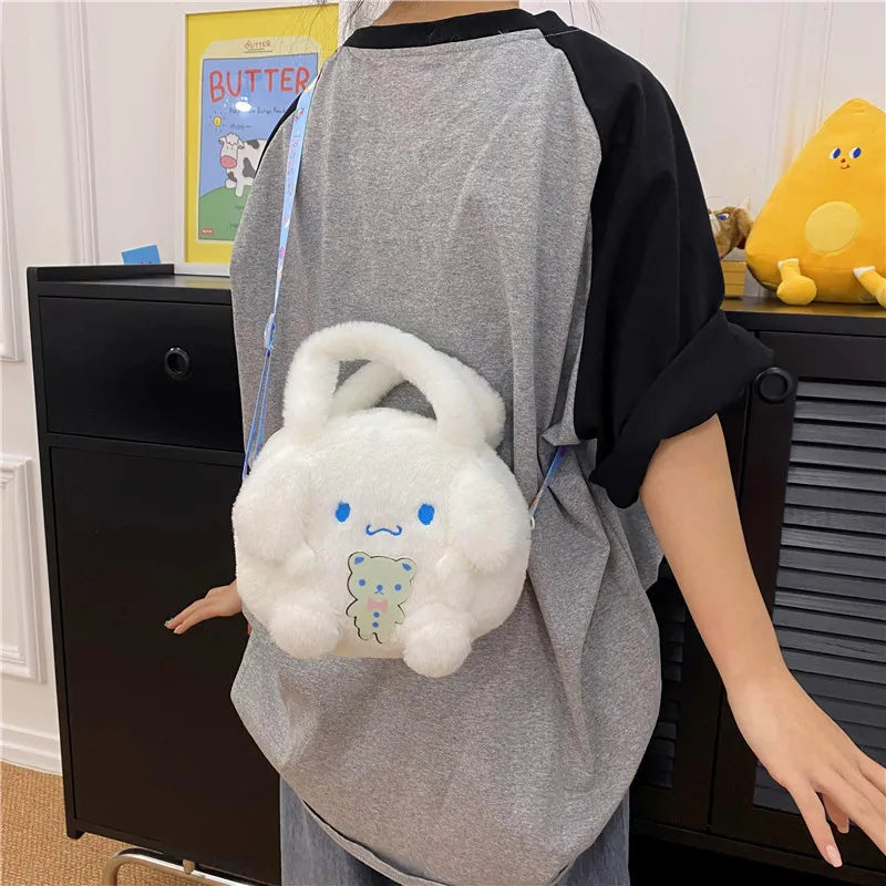 Kawaii Sanrio Plush Backpack – Kuromi, Melody, Cinnamoroll & Pochacco Anime Plush Handbags for Girls, Perfect Gift - Kidzy Market