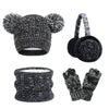 Unisex Kids’ Winter Accessory Set – Warm Hat, Scarf, Gloves & Earmuffs, Comfortable Multipurpose Winter Gear (Ages 3-10)