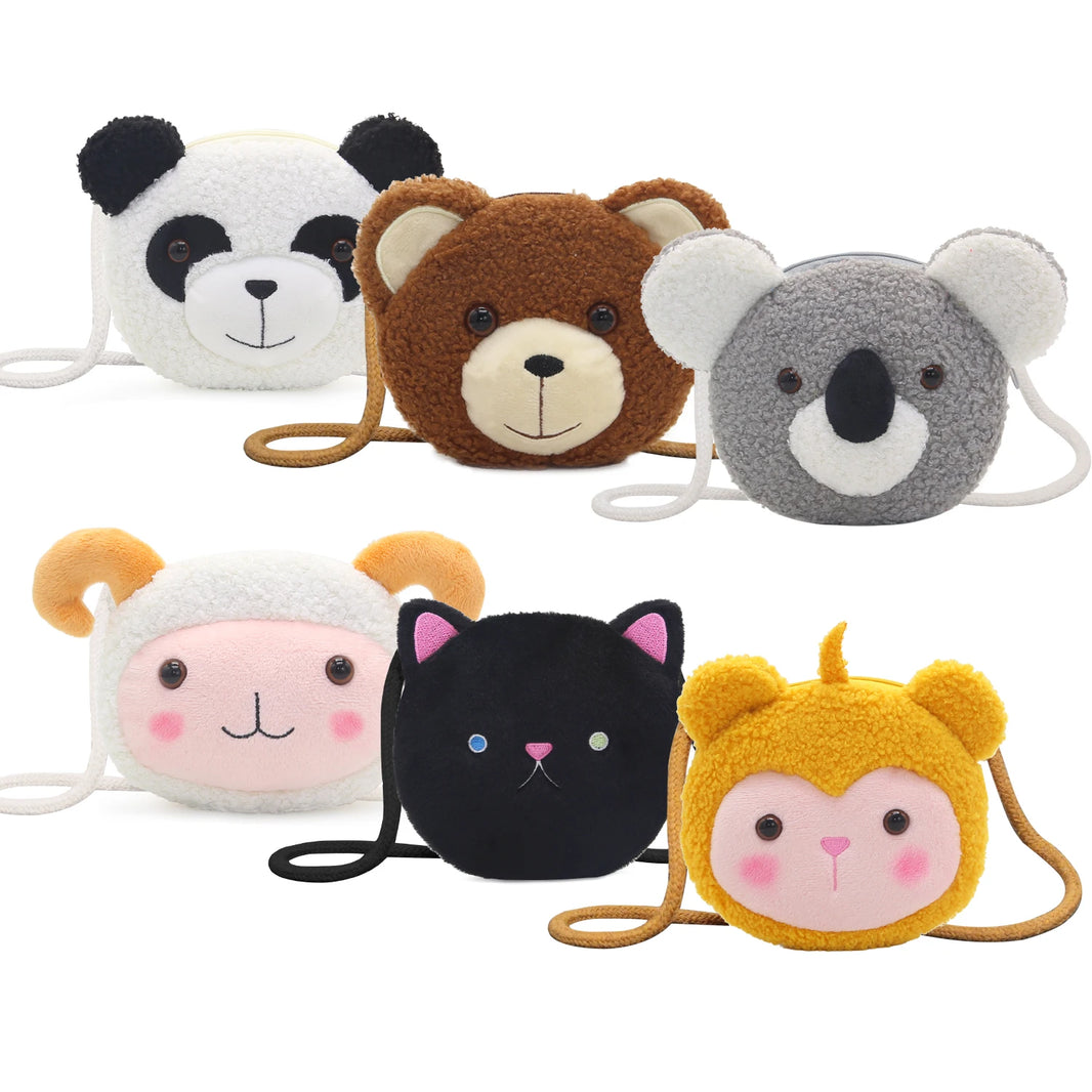 Cartoon Plush Crossbody Bag – Cute Animal Bear Coin Wallet, Mini Shoulder Bag for Boys & Girls - Kidzy Market