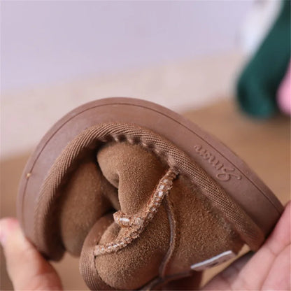 Winter Baby Snow Boots Warm Plush Leather Shoes Non-Slip Toddler Boots