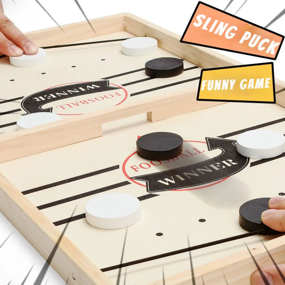 Fast Sling Puck Board Game - Table Hockey Foosball, Winner Party Family Interactive Toy for Children and Adults, Desktop Battle Gift