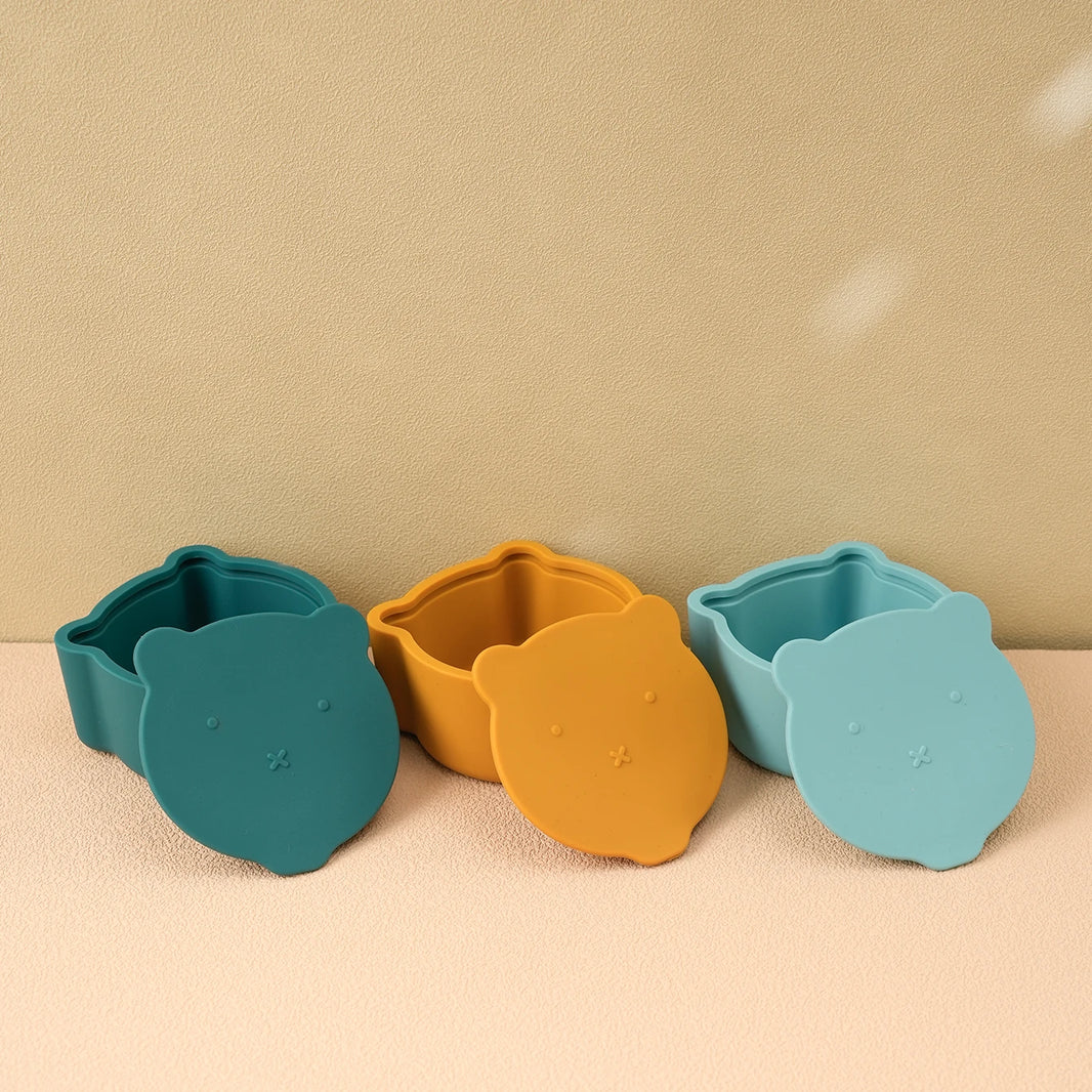 1PCS Baby Silicone Tableware - Cute Cartoon Bear Shape Baby Snack Box & Eating Training Tray, Portable Baby Meal Tray