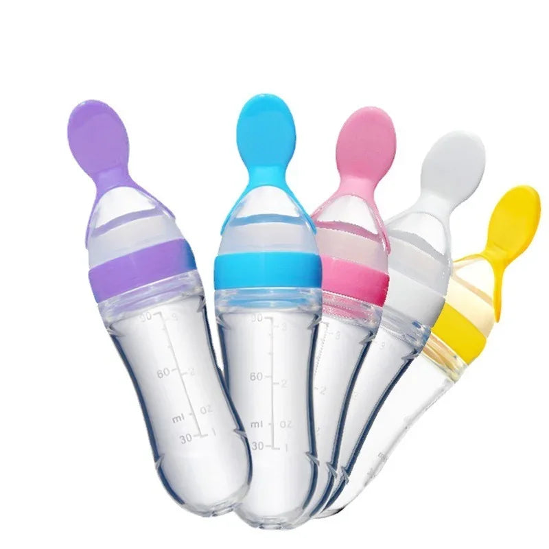 Mushy Food Feeder Spoon for Babies - Puree, Juices, Egg Custard Feeder, Press Type Bottle Spoon, Infant & Kids Nipple Utensils