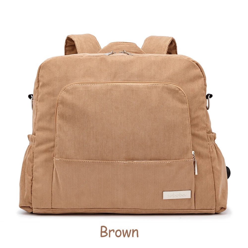 Soboba Corduroy Diaper Backpack – Large Capacity & Multi-Functional for Moms - Kidzy Market