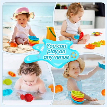 Baby Bath Toys Rainbow Stacking Boat and Spoon Set