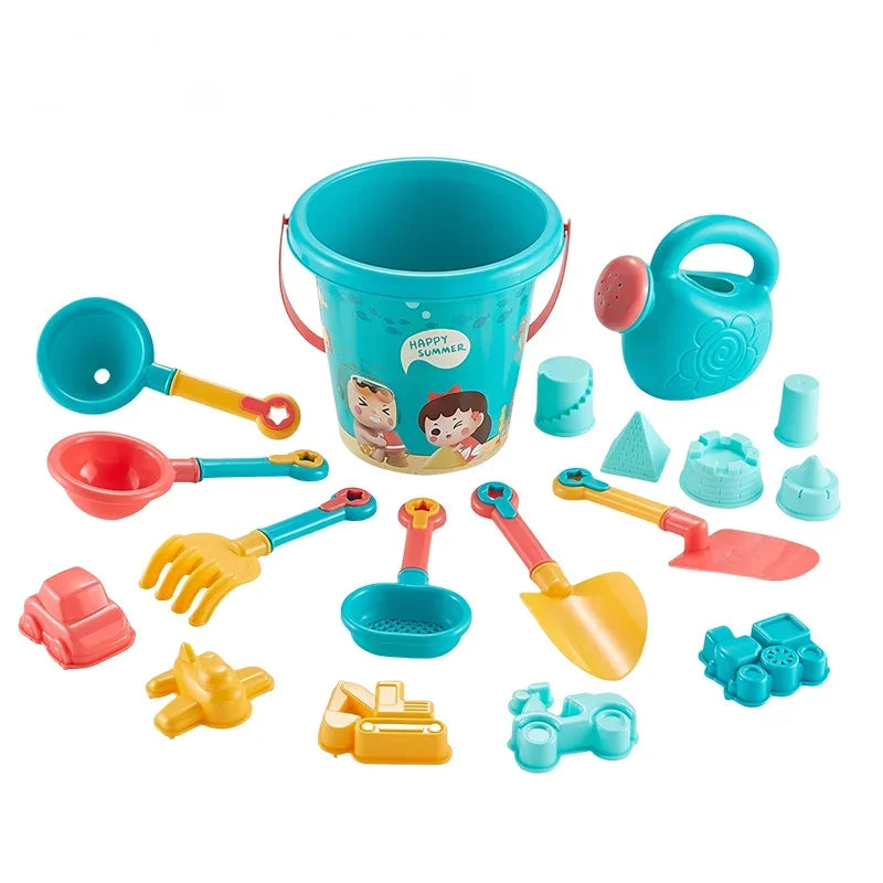 18Pcs Beach Toy Set With Bucket, Water Tools, Car & Shovels — Outdoor Sand Play For Kids