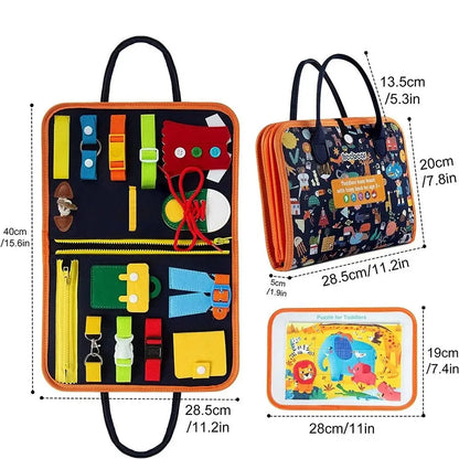 Number Creative Felt Busy Board – Cute Cartoon DIY 3D Quiet Activity Cloth Book with Handle, Portable Fine Motor Skills Toy for Babies