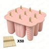 Reusable Silicone Popsicle Mold Tray with 50 Wooden Sticks, Easy-Release Ice Pop Maker
