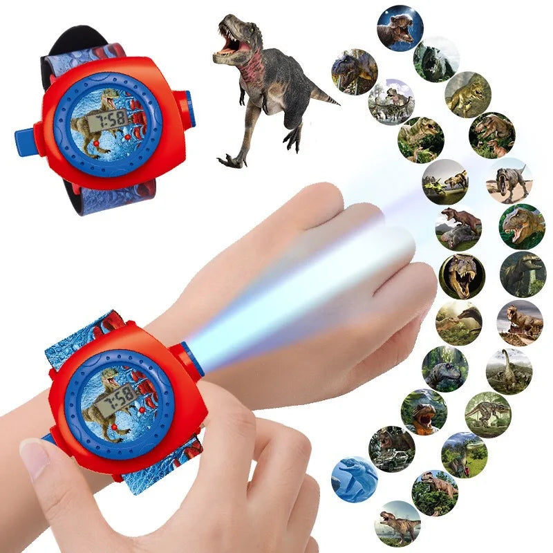 Kids Dinosaur Projection Watch – Cartoon Projector Wristwatch for Boys & Girls, Educational Flashing Toy
