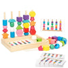 Montessori Wooden Color & Shape Matching Puzzle – Beaded Educational Toy for Toddlers & Kids