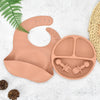 4Pcs Baby Safe Silicone Dining Plate Set - Cute Cartoon Smile Face Children Dishes, Retro Kids Tableware Set (BPA-Free)