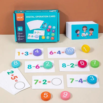 Montessori Wooden Math Toy – Digital Cards for Addition and Subtraction Learning
