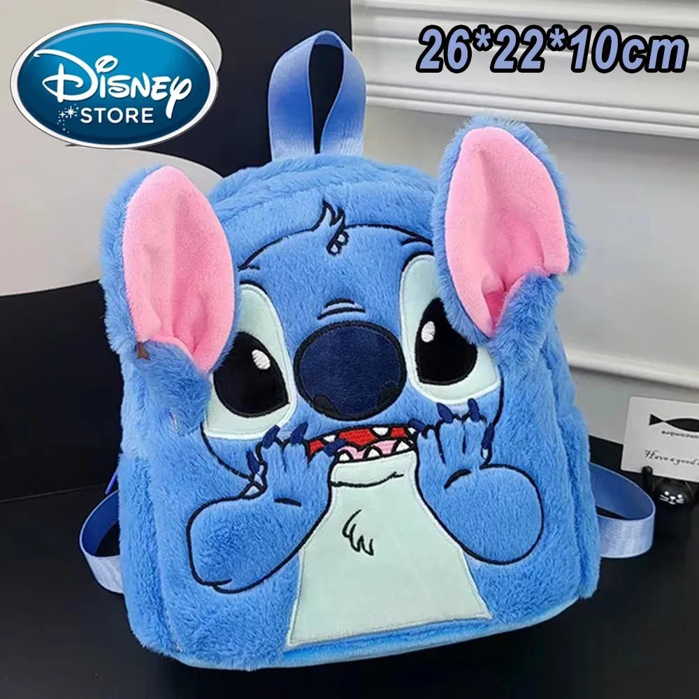 Disney Plush Backpack – Blue Stitch Large Capacity Cartoon School Bag for Kids