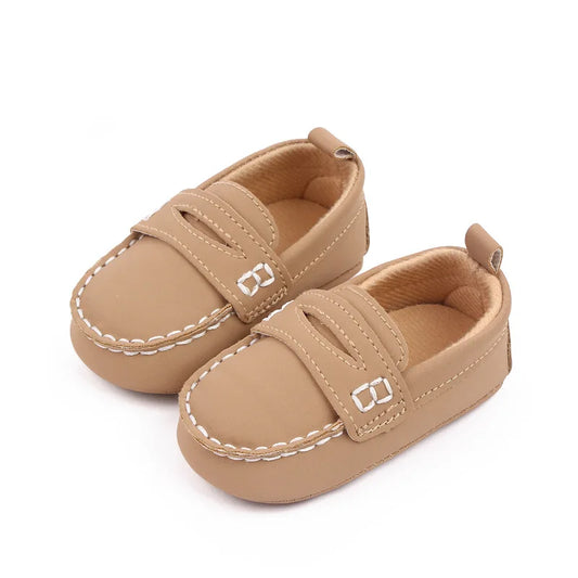 Fashion Leather Infant Crib Shoes – Baby Boys Loafers, Soft Sole Anti-Slip Moccasins for Newborns & Toddlers (1 Year Old)