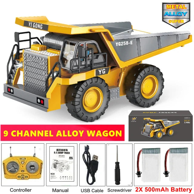 4WD Remote Control Excavator Alloy Dump Truck Bulldozer RC Construction Toy
