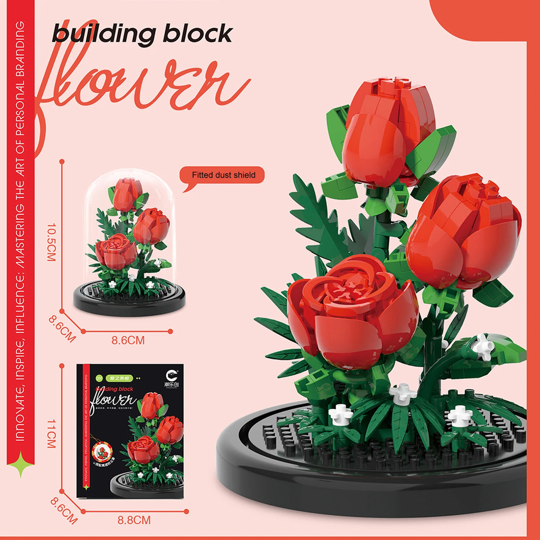 DIY Micro Flower Building Blocks – Mini Bricks Eternal Flowers Home Decoration Puzzle Toy