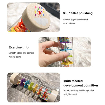 Wooden Rain Sound Tube Instrument - Rain Maker Stick, Hourglass Music Shaker for Hearing Enlightenment Toy