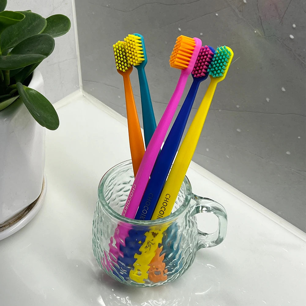 5PCS Ultra-Soft Microfiber Toothbrush Set - Swiss-Style High Density Manual Toothbrush for Gentle Cleaning and Gum Care