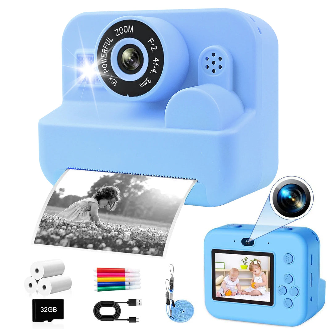 Kids Instant Print Thermal Camera with MP3 and Video Game, Toddler Toy for Ages 3-12