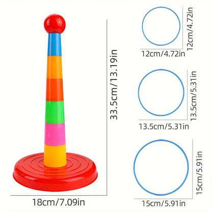 Kids Ring Toss Tower Game – Interactive Throwing Ring Toy for Ages 3+, Family Puzzle & Christmas Gift