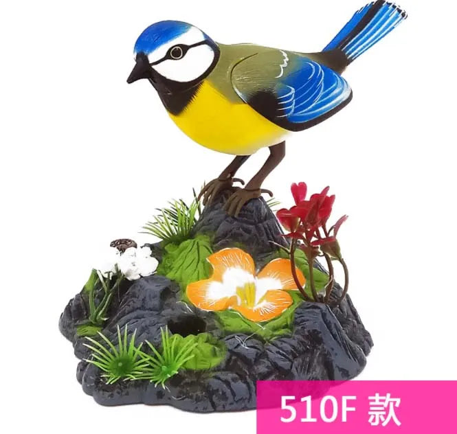 Sound and Voice Control Electric Bird Toy with Simulation Induction, Birdcage Design, Kids Gift and Garden Ornament