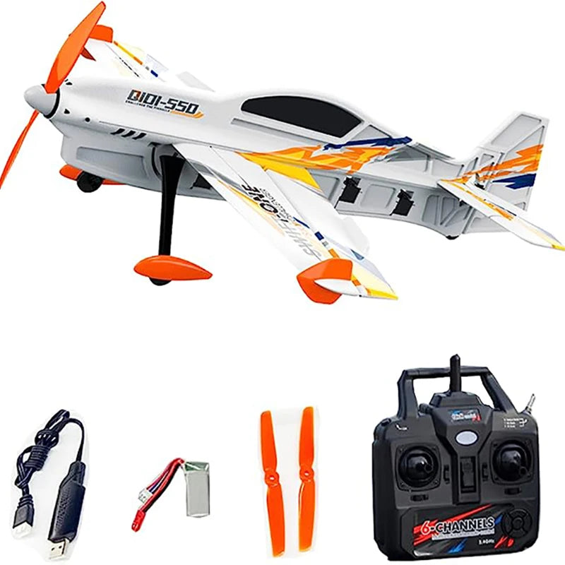QIDI-550 3D RC Airplane – 500mm Wingspan with One-Key Stunt and 6-Axis Gyro Flight Control