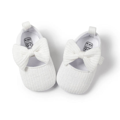 KIDSUN Baby Shoes – Newborn Girl Princess PU Toddler Shoes, Bow Decor Anti-Slip Rubber Sole First Walker (0-18M)