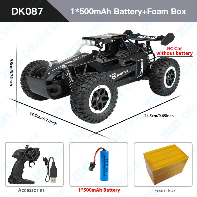 ZWN 1:16/1:20 RC Car with LED Light and 2WD Off-Road Climbing Remote Control